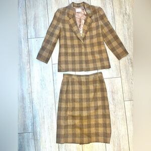 Pendleton Womens Vintage Size 14 Petite Plaid Virgin Wool Dress Suit Career